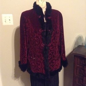 Vintage Asian style Velvet Jacket with fur lining